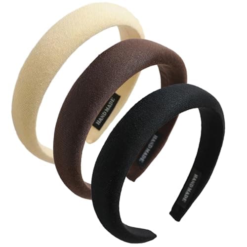Image of 3 Pcs Head Bands Adult Women, Padded Headbands for Women, Alice Bands Adult, Alice Band, Stretchy Wide Plain Headbands, Thick Headband for Girls Everyday Wear, Work, Elegant Hair Accessories