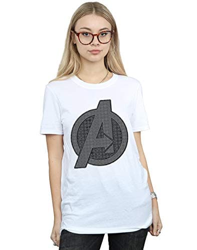 Image of Marvel Women's Avengers Endgame Iconic Logo Boyfriend Fit T-Shirt White XX-Large
