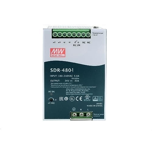 Image of MEAN WELL SDR 480W 24V 5A Switching Power Supply, AC-DC Single Output DIN Rail SDR-480-24 Power Supply Converter Driver Transformer For Factory automation, Electromechanical equipment, Etc