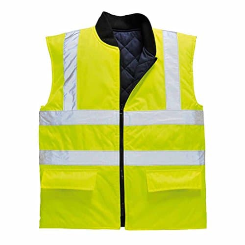 Image of Portwest S466 Hi-Vis Contrast Winter Traffic Jacket Mens Waterproof Reflective Safety Workwear Cold Weather Protection 300D Industry High Visibility, Yellow, L
