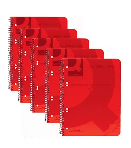 Image of Q-Connect Spiral Bound Polypropylene Notebook 160 Pages A5 Red (5 Pack) KF10035