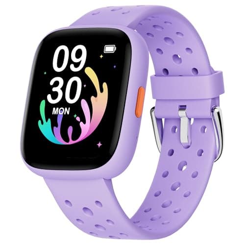 Image of BIGGERFIVE Smart Watch for Kids No APP No Phone Needed, 1.8" Fitness Tracker Watch Pedometer, Sleep Monitor, IP68 Waterproof, Step Counter, Puzzle Games for Girls Teens 5-16, Lilac