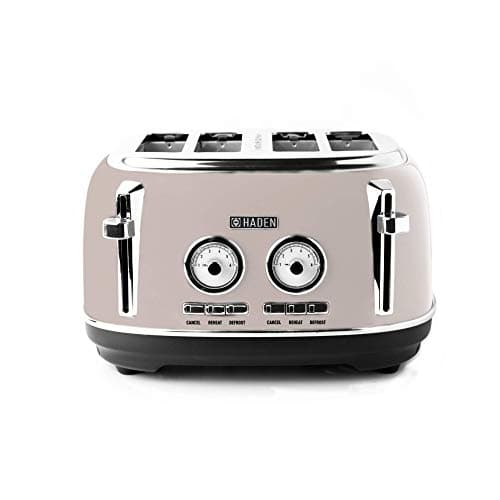 Image of Haden Jersey Putty Retro 4 Slice Toaster - 4 Slot Toaster with Dual Control & Adjustable Browning - Stainless Steel Housing - Essential Kitchen Appliance