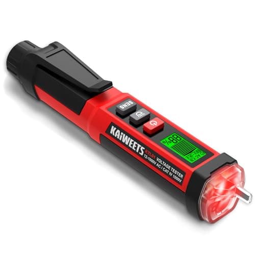 Image of KAIWEETS Non Contact Voltage Tester NCV, Dual Range 12/70V–1000V AC Electric Tester with LCD Display, Live/Neutral Wire Detection, Sound & Light Alarm with LED Flashlight, CAT IV 1000V ETL Certified