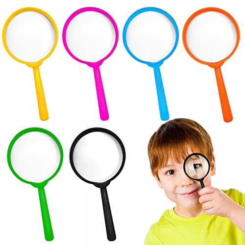 Image of Kids Magnifying Glass Kids, Colorful Portable Handheld Magnifying Glasses Plastic Magnifying Glass for Children Magnifier Glass Toy Reading Hobbies Exploring(6Pcs)