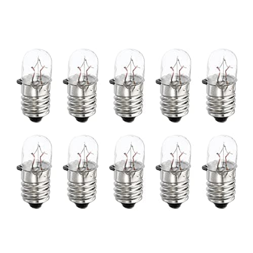 Image of sourcing map E10 Screw Base Miniature Bulbs 24V/3W Warm Yellow Light Mini Lamps with Box, 1 Set/10 Pack