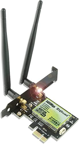 Image of WiFi Card 5400Mbps 6E WiFi Bluetooth 5.3 PCIe Network Card, Intel WiFi 6E AX210 Chip, 6GHz/5GHz/2.4GHz PCI Express Bluetooth WiFi 6 Card for Desktop/PC Win 11/10(64Bit)
