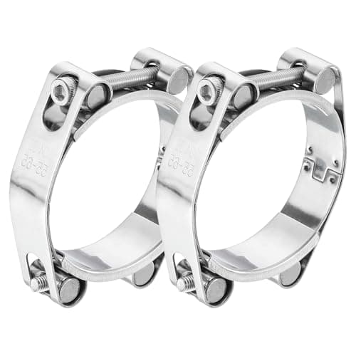 Image of sourcing map 2Pcs T-Bolt Hose Clamp, 304 Stainless Steel Intake Soft Hose, Clamp Range 55-65mm for 2.56" Hose ID, T-Clamps for Automotive, Intercooler, Radiator, Silver