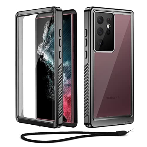 Image of Beeasy Samsung Galaxy S22 Ultra 5G Case, IP68 Waterproof Shockproof 360 Full Protection Case with Screen Protector, Double Reinforced Waterproof Dustproof Anti-Snow Shatterproof Cover Black