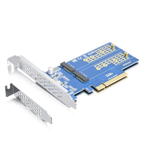 Image of PCIe 3.0 to NVMe (2) M.2 Adapter for M.2 (M Key) SSD, PCIe X8, Requires Motherboard BIOS Support for Bifurcation