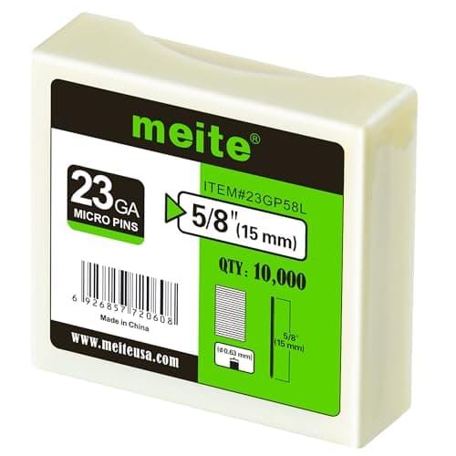 Image of meite 23 Gauge Pin Nails, 15 mm Micro Headless Brad Nails for Pin Nailer - Galvanised Pins Nail Gun Nails, Ideal for Fine Woodworking and Trim Work (10,000 Counts)