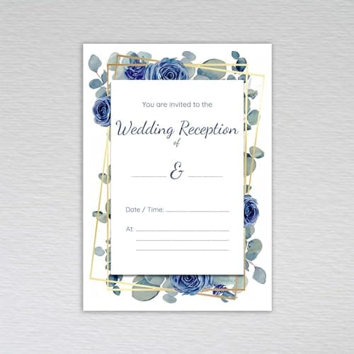 Image of Webspectations Pack of Wedding Reception Invitations: Navy Rose with Dusty Blue Eucalyptus Wedding Reception Invites (Pack of 20 without Envelopes)