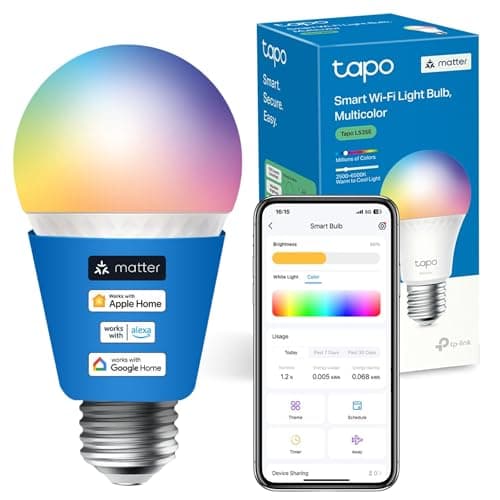 Image of Tapo L535E E27 Smart Bulb, Alexa Light Bulb, Matter-Certified, Multicolour, 8.6W (75W), Auto Schedule and Timer, Away Mode, Dimmable, Energy Monitoring, Voice Control Via Alexa and Google Assistant