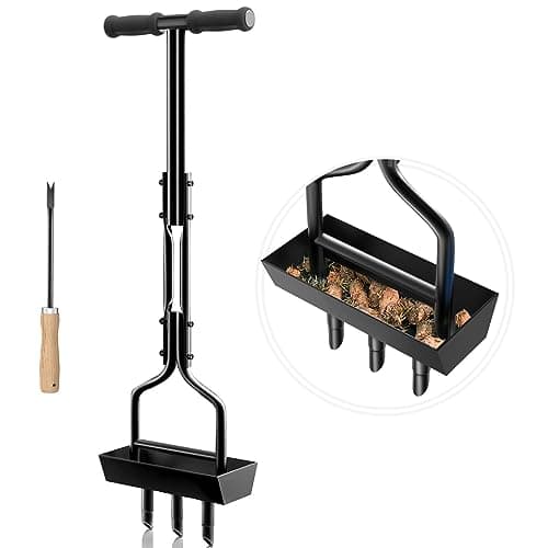 Image of vanpein Lawn Aerator, Coring Manual Hollow Tine Aerator with Soil Column Collection Box, Core Aerating Tool, Heavy Duty Aeration for Compacted Soils and Lawns to Prevent Compaction, Black