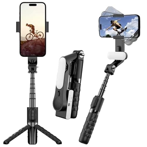 Image of WEIIBDIE Gimbal Stabilizer for Smartphone,Selfie Stick for iPhone Tripod with Fill Light and Wireless Remote Control,1-Axis Phone Gimbal for Cell Phone Camera&Android to Vlogging on Tiktok & YouTube