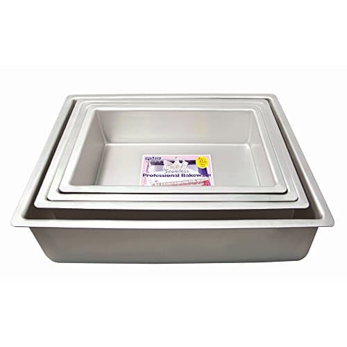 Image of PME OBL09133 Aluminium Oblong Cake Pan 9 x 13 x 3-Inch Deep Silver