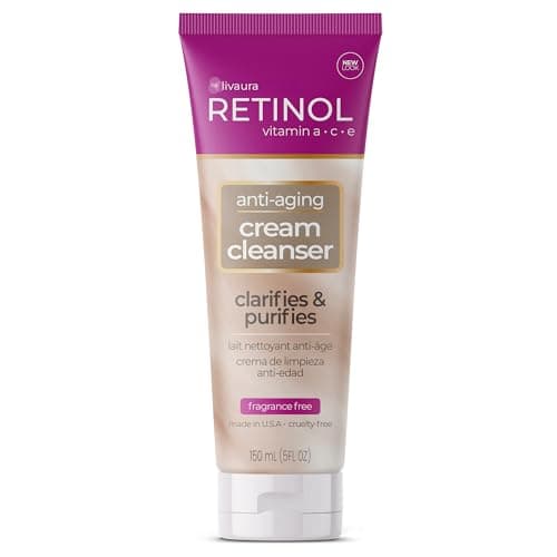 Image of LIVAURA Retinol Cream Cleanser Anti-Aging – 5oz – Daily Deep Cleansing Facial Wash Improves Skin Texture, And Exfoliates for Softer Face – Renewing Vitamin A Minimizes Wrinkles and Fine Lines