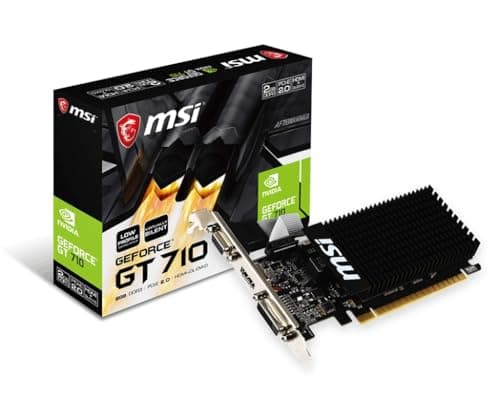 Image of MSI GeForce GT 710 2GD3H LP Graphics Card '2GB DDR3, 954MHz, Low Profile, Low Consumption, VGA, DVI-D, HDMI, HTPC, Silent Passive Fanless Cooling System'