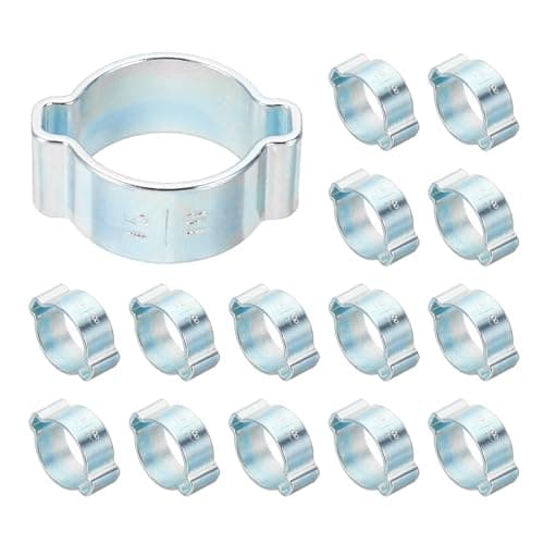 Image of PATIKIL 24 Pcs Double Ear Hose Clamp, 15-18mm Zinc Plated Steel O Clip Crimp Rings, Pipe Clamps for Fuel Petrol Pipe Tube Fitting Connections