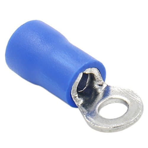 Image of Heschen Ring Terminal Crimp Connectors Vinyl Insulated Wire Electrical Connector RV2-3 Stud Size #4 for 1.5-2.5mm² (16-14 AWG) Blue 100Pack