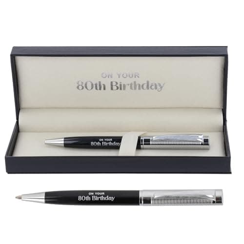 Image of Bridgewater Pen Company Birthday Collection Executive Ballpoint Pen - 18th, 21st, 50th, 60th, 70th, 80th Birthday Boxed Gift (80th Birthday)