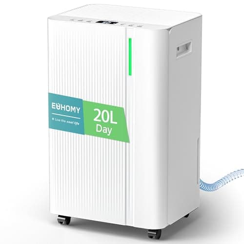 Image of EUHOMY 20L/Day Dehumidifier for Home, Low Energy & Ultra-quiet Smart Electric Dehumidifier with Laundry Mode, with Auto Defrost & Humidity Sensor, 24-Timer, Continuous Drainage, Nylon Filter