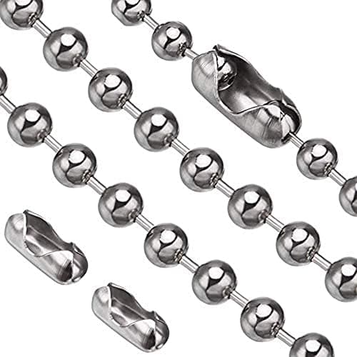 Image of Stainless Steel Ball Chain, 2x 36" Pull Chain, Rustproof, 6 Sizes, 3.2mm - Silver (36 Inch)