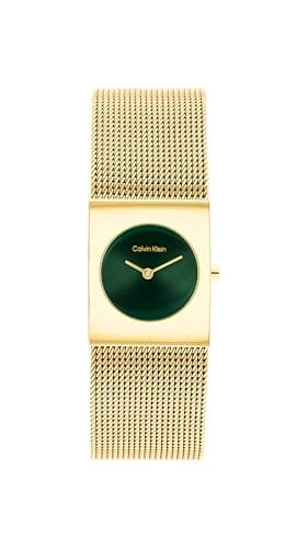 Image of Calvin Klein Two Hand Quartz Movement Watch for Women CK Pulse Collection with Gold Colored Stainless Steel Mesh Bracelet - 25100136
