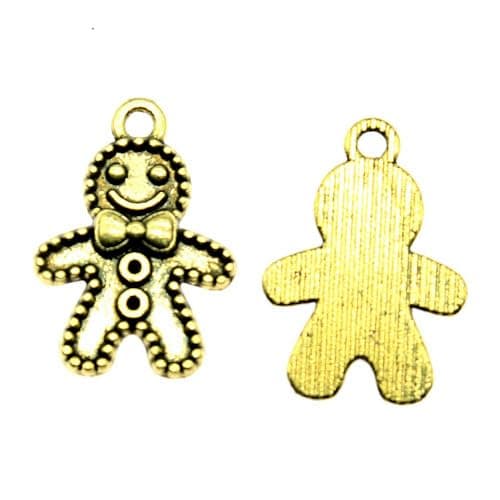 Image of WYSIWYG 20pcs 18x12mm Gingerbread Man Charms Antique Gold Color Zinc Alloy