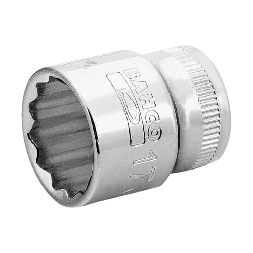 Image of Bahco A7400DM-15 Thin-Walled 3/8-Inch Bi-Hex Standard Length Socket, Silver, 15 mm