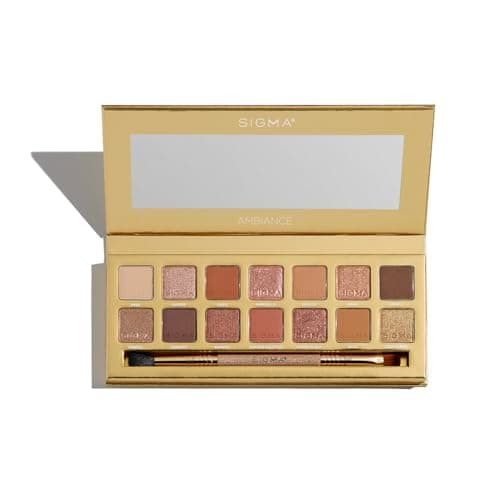 Image of Sigma Beauty Ambiance Eyeshadow Palette - Luminous, Neutral and Gold Shades - Warm Eyeshadow Shades in Matte, Shimmer and Metallic Finishes - Highly Pigmented Vegan Eye Makeup Palette - Clean Beauty