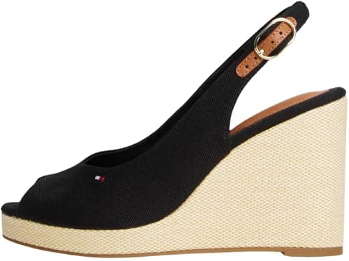 Image of Tommy Hilfiger Women’s Flag High Wedge Slingback Sandals, Black (Black), 7