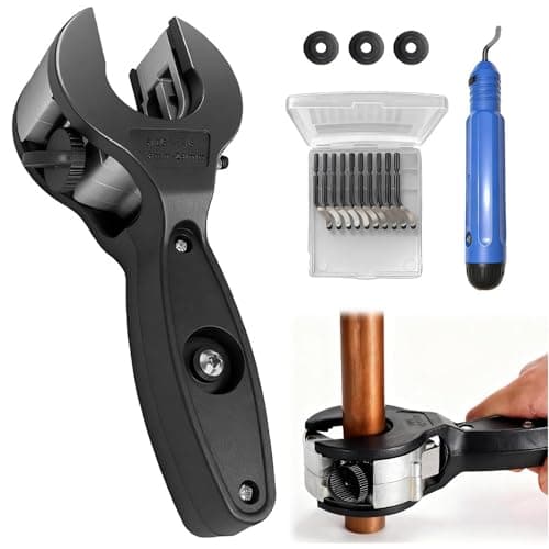 Image of Ratchet Pipe Cutter with 3 Replacement Cutting Wheel and Deburring Tools, 8-29 mm Pipe Cutter, Copper Pipe, Precision Pipe Cutter, Stainless Steel, Copper Pipes, Suitable for Confined Spaces