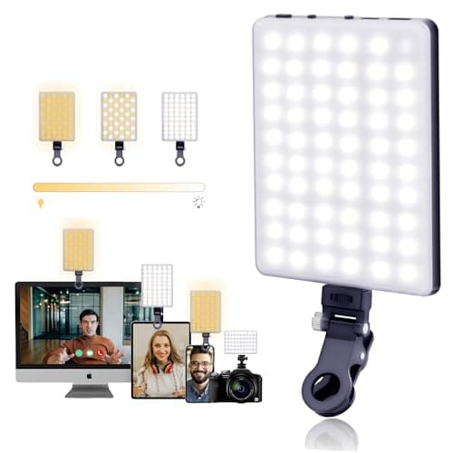 Image of 60 LEDs Selfie Light, 3 Lighting Modes, Rechargeable Clip on Phone/Laptop/Camera Light & CRI 95+ for Laptop/Phone, iPhone Camera, Video Conference, YouTube, TikTok, Makeup Vlog