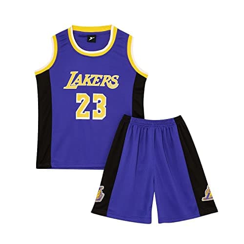 Image of Huniam Kids Boys Basketball Kit 2-Piece Basketball Tank Top and Shorts Set, Basketball Sleeveless Training Jersey, Gifts for 3-14 Years Old Child (12-14 Years, Purple)
