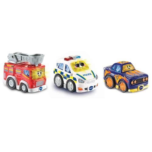 Image of VTech Toot-Toot Drivers 3 Car Pack With Fire Engine, Police Car And Racer | Interactive Toddlers Toy Pretend Play, Lights & Sounds | For Boys & Girls 12 Months, 2, 3, 4 + Years, English Version