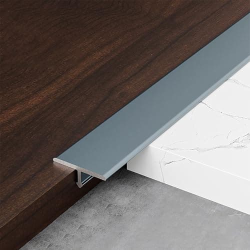 Image of Raouoae Aluminum T-Mold Strips, 3 Pack 90cm Decorative Floor Transition Edging Rail, Seamless Compensation Profile For Safe Surface & Floor Trim(Eisengrau,Breite 6mm)