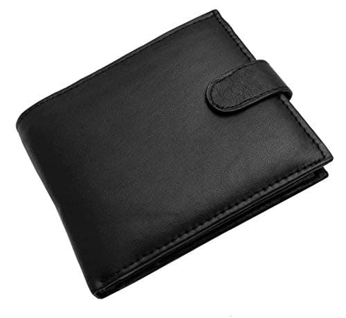 Image of ODS:UK Mens RFID Blocking Safe Soft Leather Tri Fold Wallet Card Slots Id Window and Coin Pocket (Carbon Black)