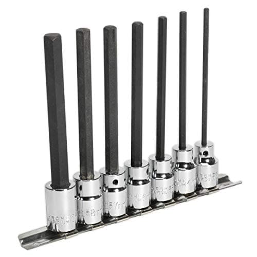 Image of Sealey Ak62254 Hex Socket Bit Set 7Pc 3/8Sq Drive 110Mm Metric