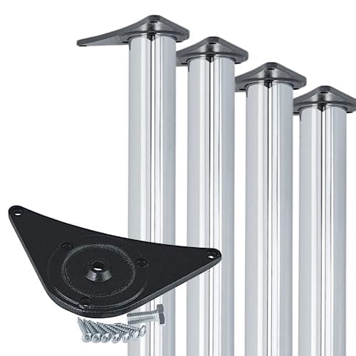 Image of Gedotec chromed table legs adjustable in metal height - H1712 | Height 710 mm | Ø 60 mm | - support fixing material for kitchen worktops - Set of 4 -