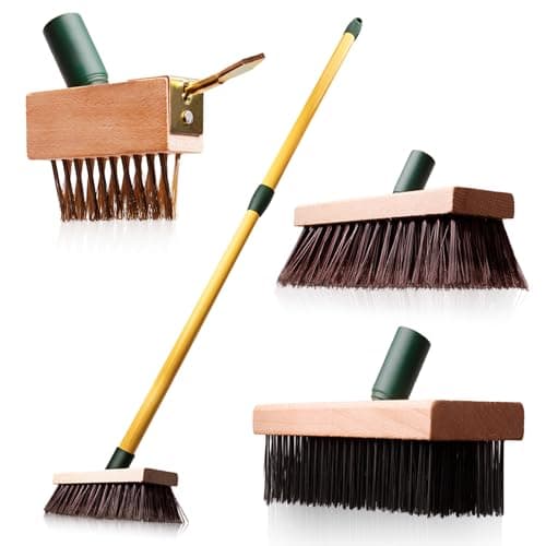 Image of BLUEMARS 3-in-1 Wire Broom Weed Brush Garden Brush Set – Telescopic 81-140cm Pole with Nylon, Wire & Gap Brushes for Removing Weed, Moss, Algae, Garden, Outdoor Floor Scrubbing, and Patio Cleaning