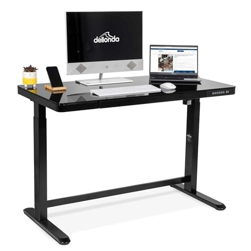 Image of Dellonda Black Electric Height Adjustable Standing Desk with USB, 1200 x 600mm - DH53