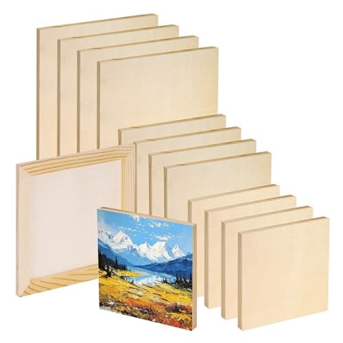 Image of Axincardarm 12 Pcs Wood Canvas Boards for Painting Wooden Panels Unfinished Wood Painting Canvas Board for DIY Craft, Drawing, Art
