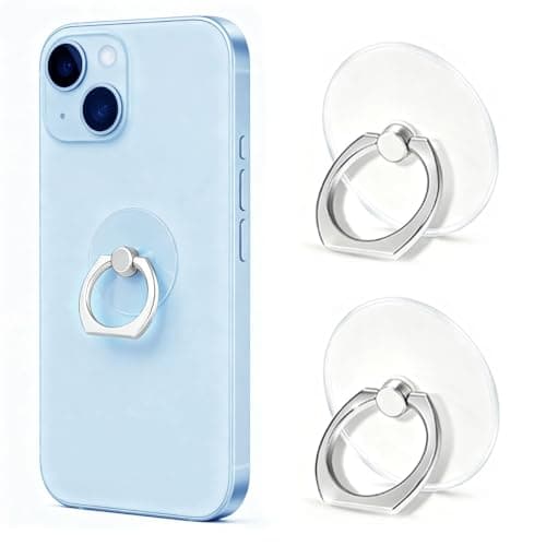 Image of VOVIGGOL Transparent Phone Ring Holder Stand 2Pcs, 360° Rotation Cell Phone Ring Holder Mobile Finger Kickstand Hand Phone Grip for iPhone, Clear Smartphone Ring for Phone Case (Round)