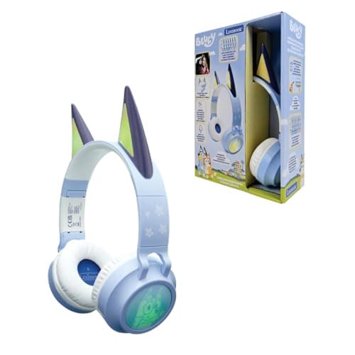 Image of LEXIBOOK, Foldable Bluetooth and Wired Light-Up Headphones with Bluey Universe 3D Design, Blue, HPBT015BY