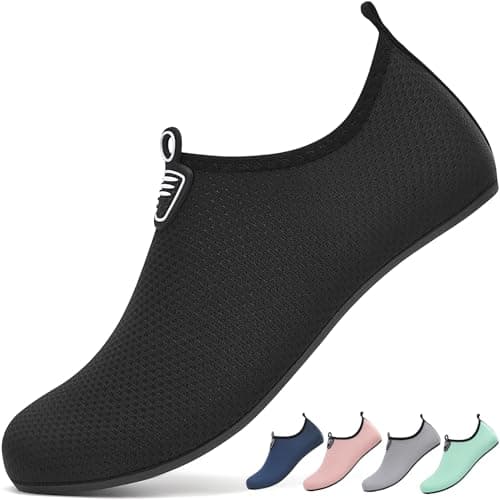 Image of gitzing Water Shoes for Women Men Beach Quick-Dry Swim Aqua Socks Breathable Barefoot Shoes for Beach Surfing Driving Pool Yoga(Black,39 EU/6 UK)