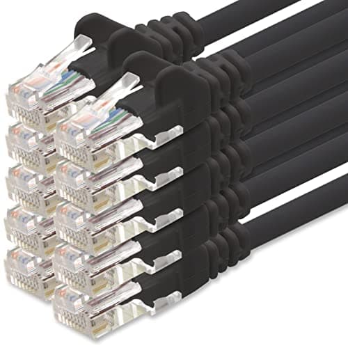 Image of 1aTTack.de Network cable Cat.6 - black - 10x - 5m - (set) - CAT6 Ethernet cable Lanka cable 1000 Mbits patch cable