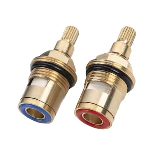 Image of 2 Pcs Ceramic Tap Cartridge 1/4 Turn 20 Spline, Tap Valve Replacement for Shower Bath Taps with Washers, Tap Glands Seals Repair Kit, Solid Brass Ceramic (1 Pair Hot & Cold)