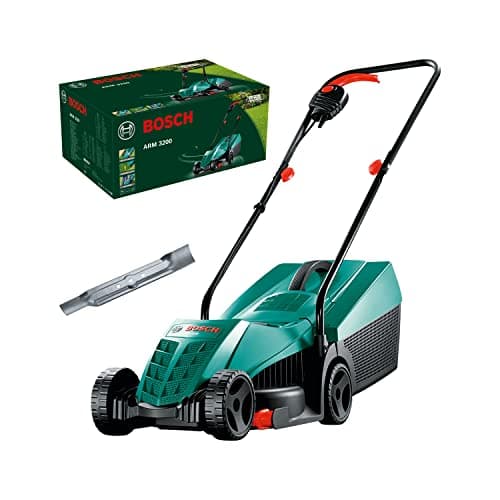 Image of Bosch Electric Lawnmower ARM 3200 (1200 W, Cutting Width: 32 cm, with Additional Blade Included, in Carton Packaging) – Amazon Edition