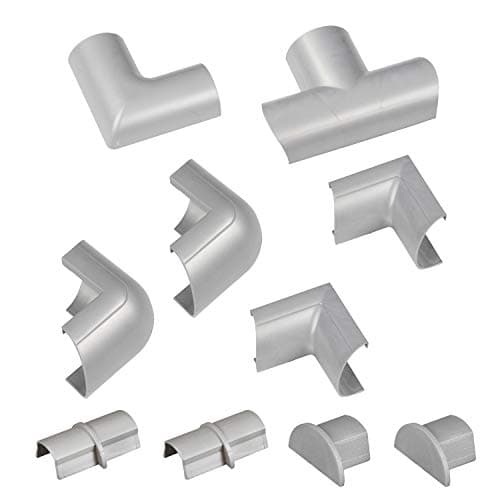 Image of D-Line Mini Cable Trunking Clip-Over Accessory Multipack | Join Multiple Lengths of 30x15mm Mini Cable Cover | 10 Piece Electrical Trunking Accessory Multipack - Aluminium-Effect